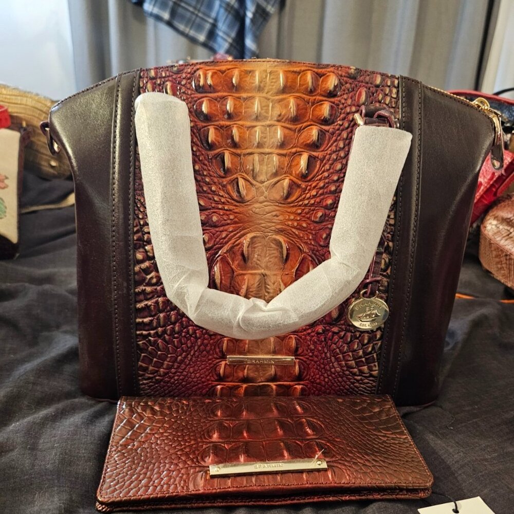 Brahmin Duxbury Sunset Gables and Matching Infared Wallet